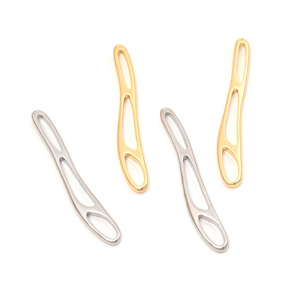 即日発送！メタルチャーム 銅製 不規則ロングオーバル フレーム 穴あき 接続パーツ メタルチャーム 約6×41mm（1ヶ）