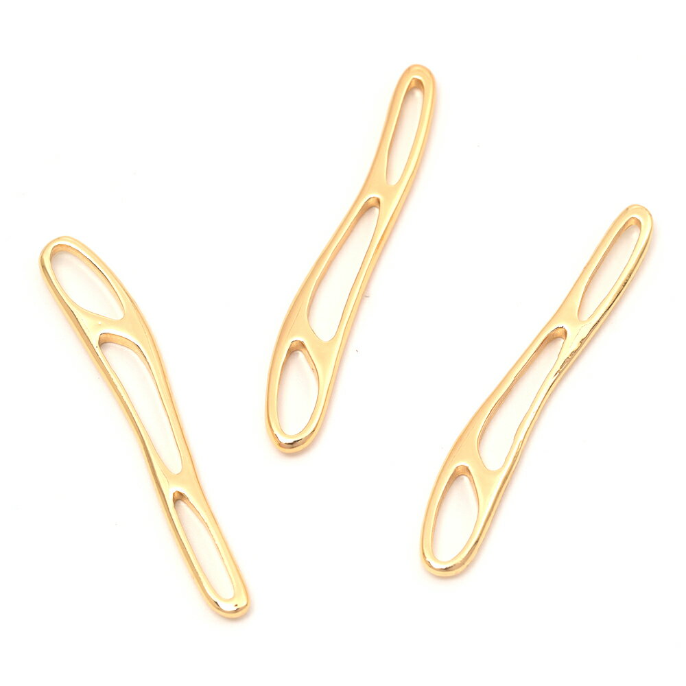 即日発送！メタルチャーム 銅製 不規則ロングオーバル フレーム 穴あき 接続パーツ メタルチャーム 約6×41mm（1ヶ）