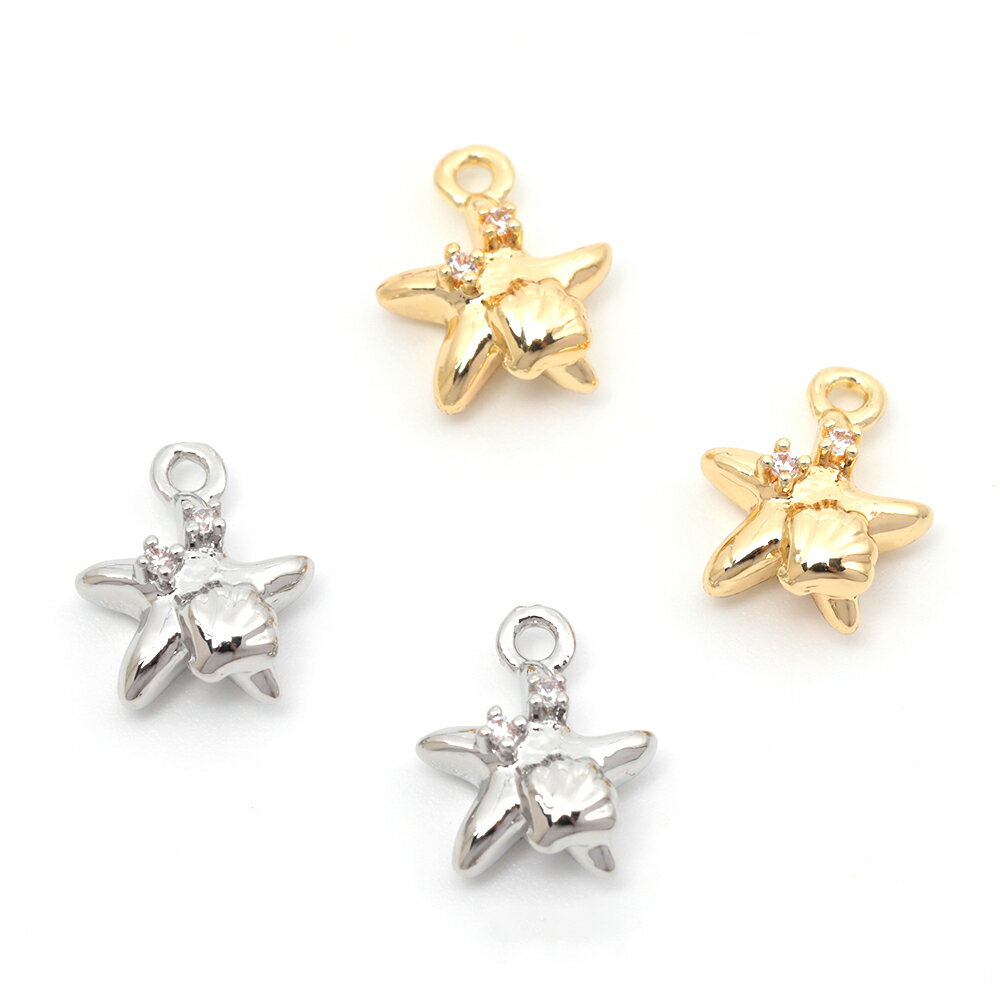 即日発送！マリンチャーム ヒトデモチーフ シエル装飾 ピアス ストラップ キーホルダー制作におすすめ ..