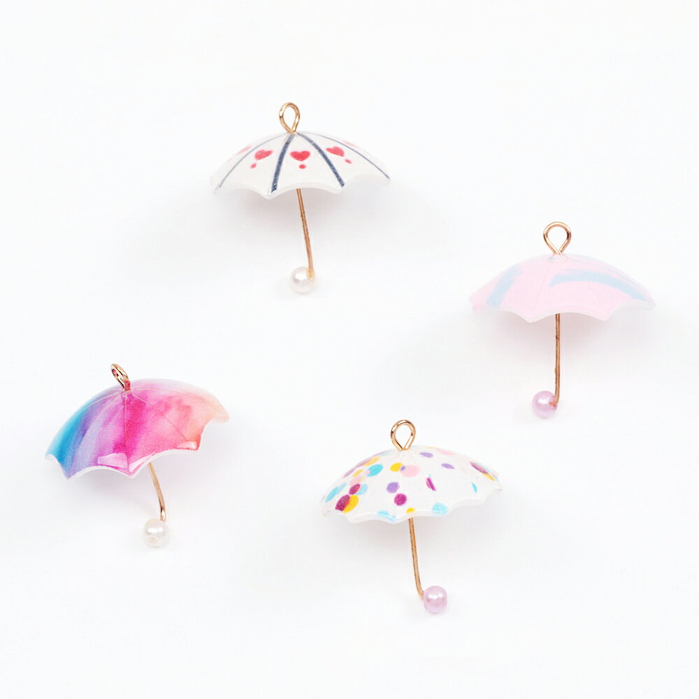 即日発送！アクリルチャーム 傘 パラソル ミニチュア 雨 梅雨 カラフル 傘チャーム 約19×21mm（2ヶ）