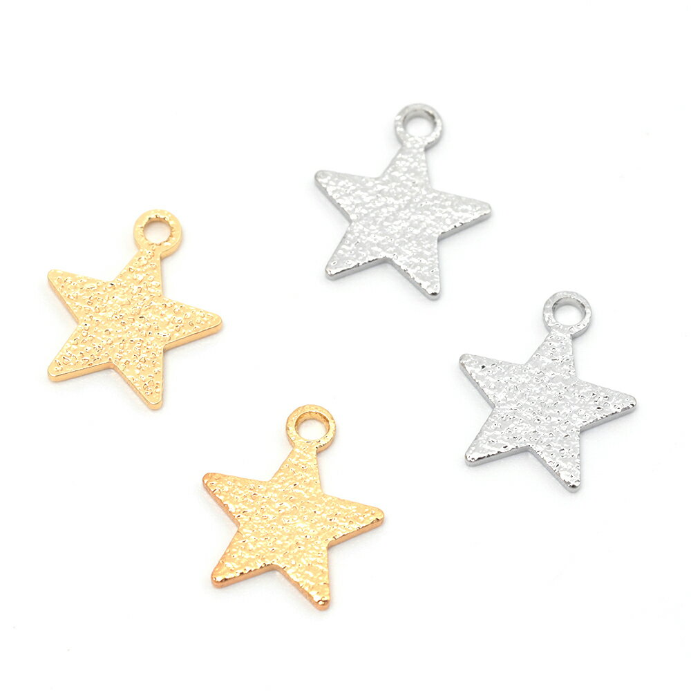即日発送！メタルプレートチャーム 銅製 凹凸加工 スター 星 メタルパーツ メタルチャーム 1カン付き ..