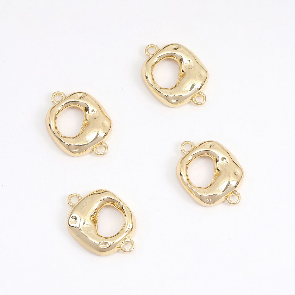 即日発送！コネクターチャーム 不規則型 2カン付き 12×17mm ゴールド（8ヶ）
