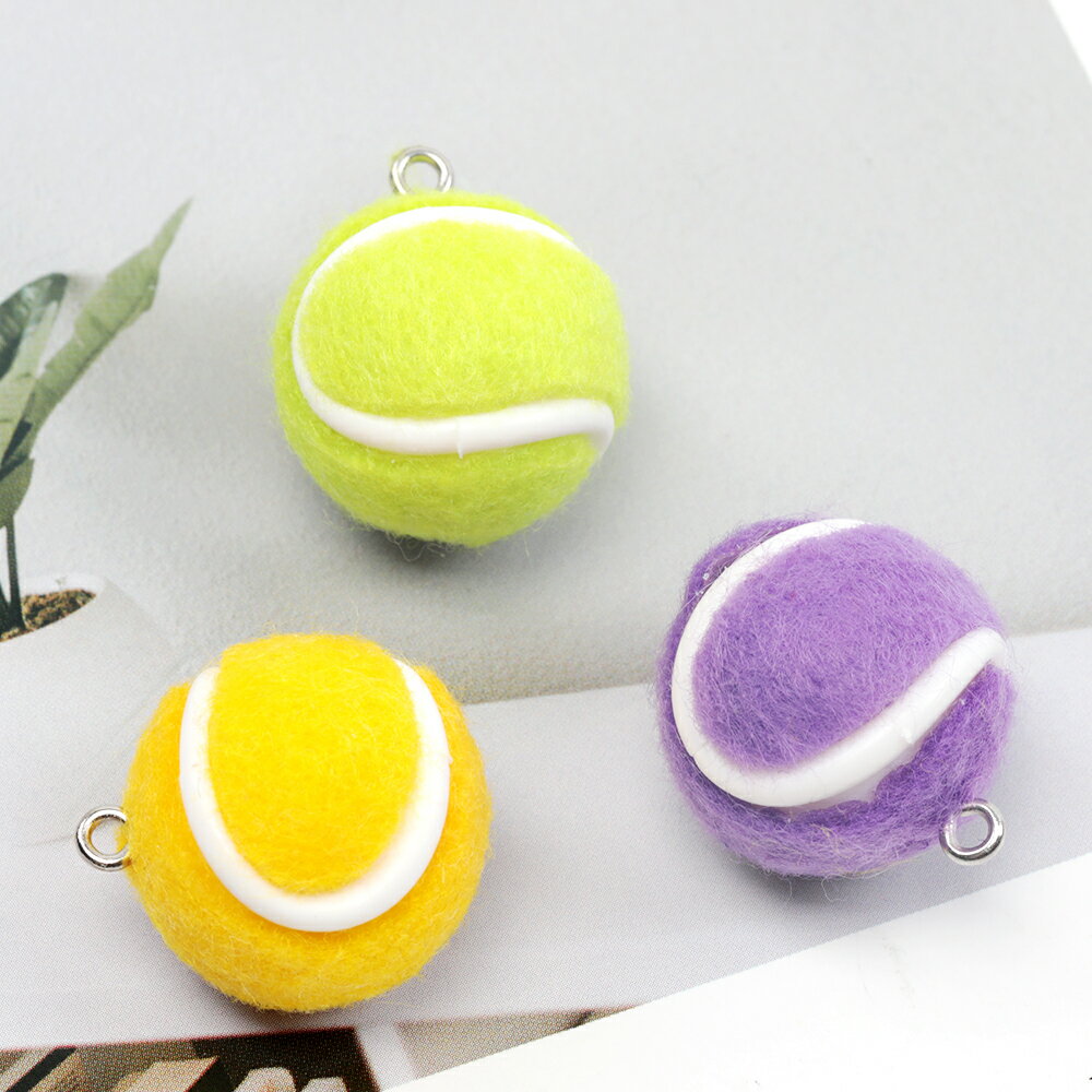 即日発送！ミニチュアチャーム プラスチック テニスボール スポーツ クラブ 約20mm（1ヶ）