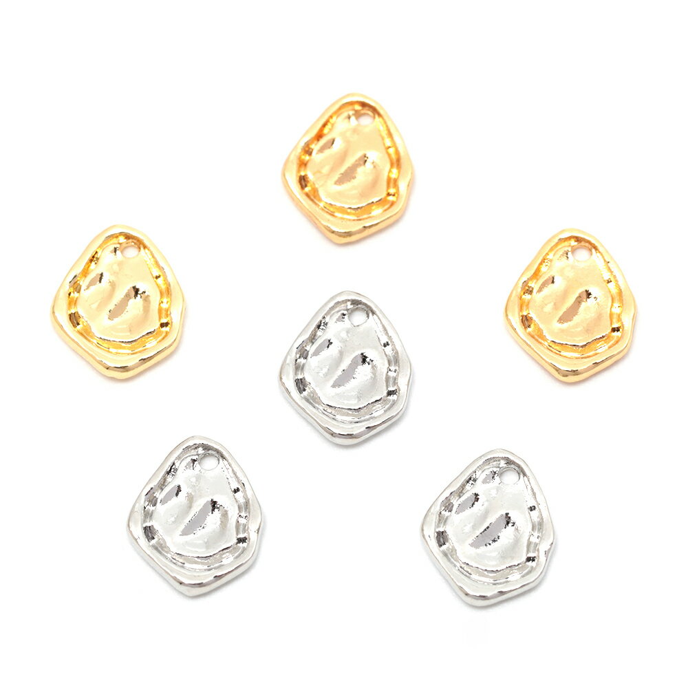 即日発送！メタルチャーム 合金製 不規則 メタルプレートチャーム メタルパーツ 約9×12mm（4ヶ）