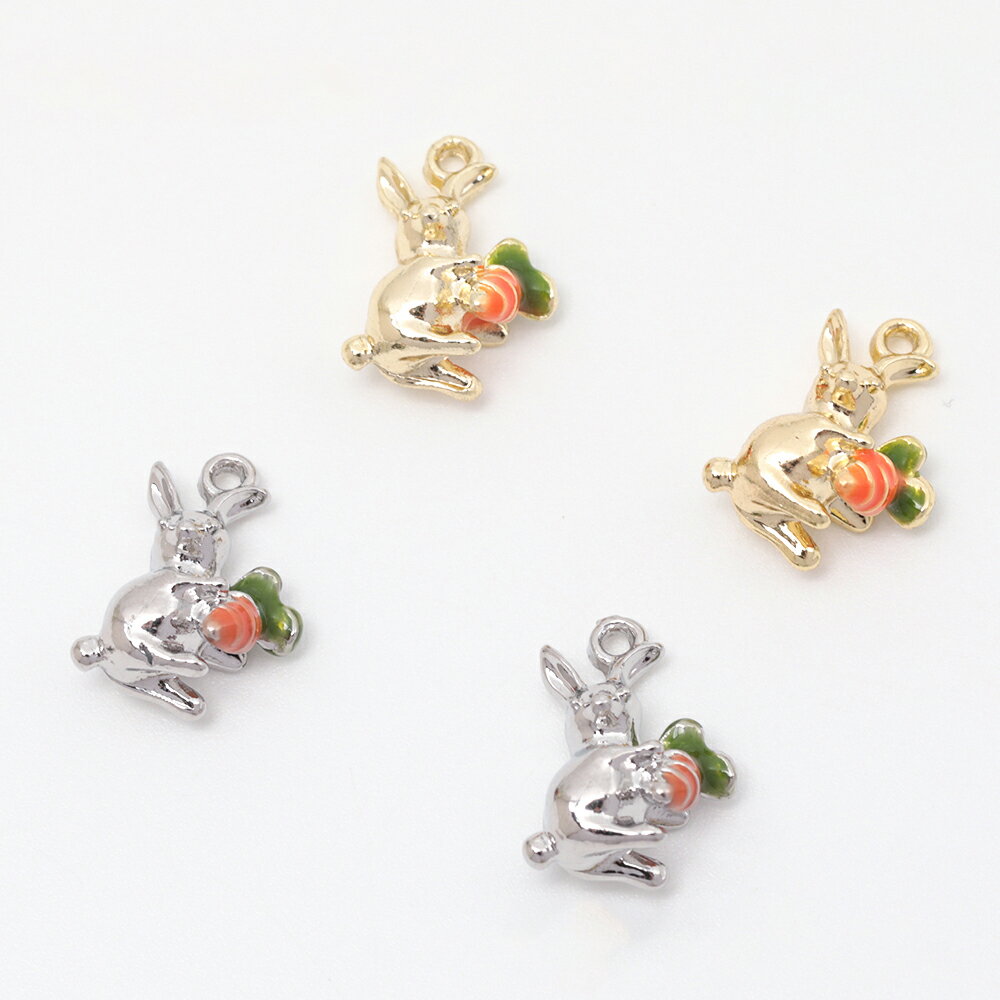 即日発送！エポチャーム うさぎ 兎 バニー ラビット にんじん 立体 動物 アニマル メタルチャーム 約10..