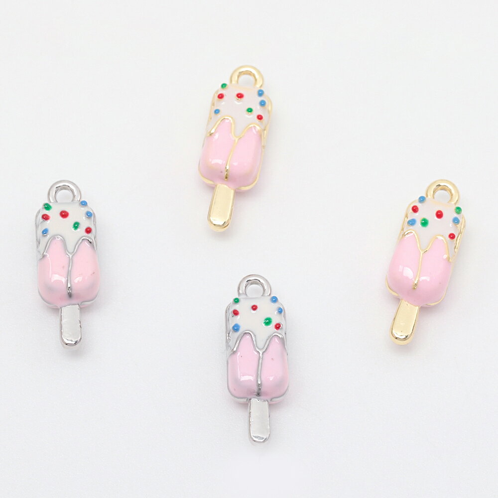 即日発送！エポチャーム アイスクリーム 立体 スイーツ ミニチュア メタルチャーム 約6×17mm（2ヶ）