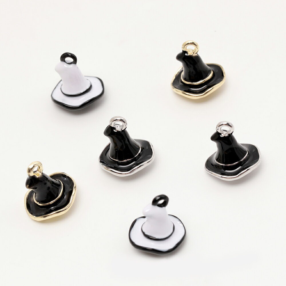 即日発送！エポチャーム 魔女の帽子 立体 魔法使い ハロウィン メタルチャーム 約11×12mm（2ヶ）