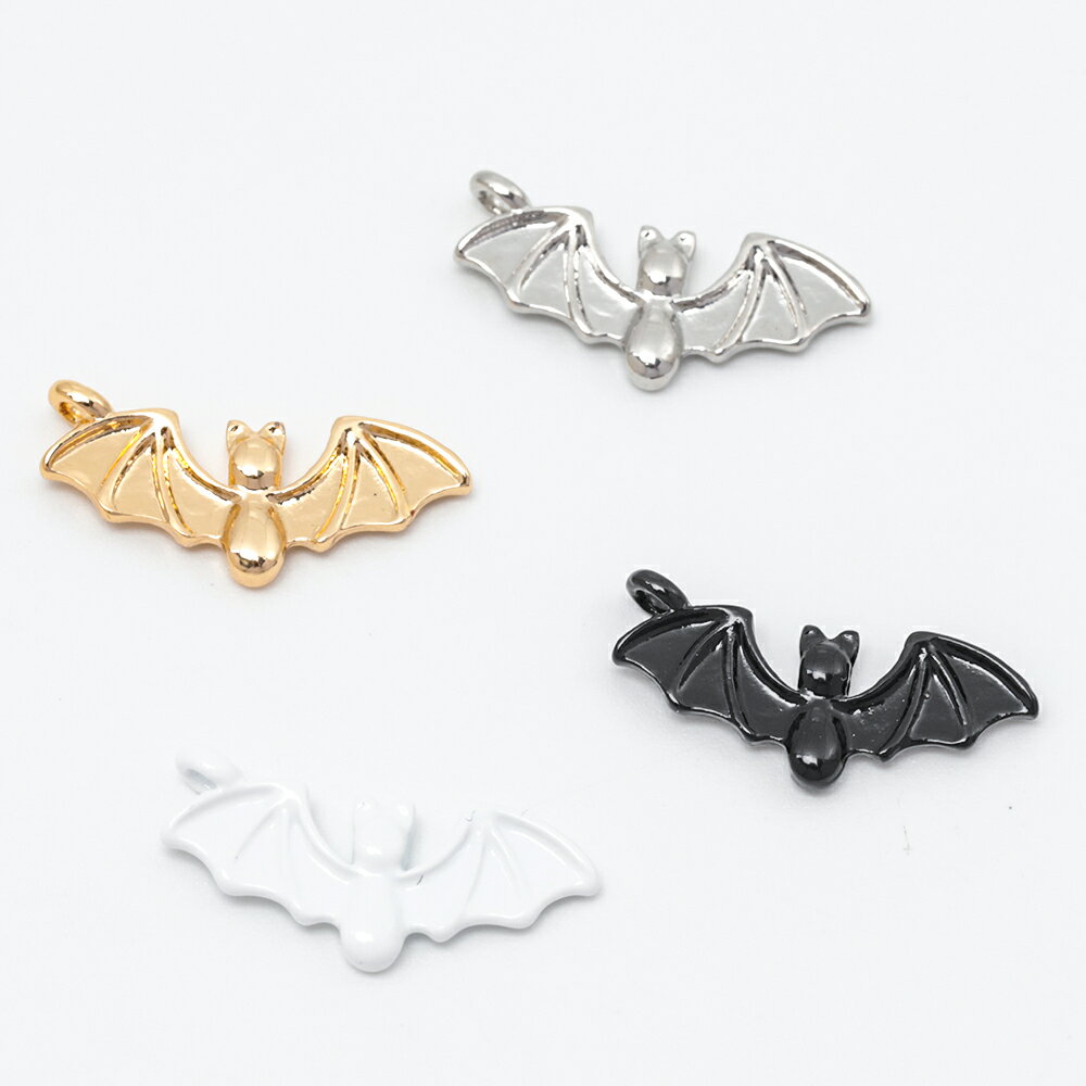 即日発送！メタルチャーム コウモリモチーフ こうもり ハロウィンチャーム ハロウィンメタルパーツ 1カン 約8×20mm（6ヶ）