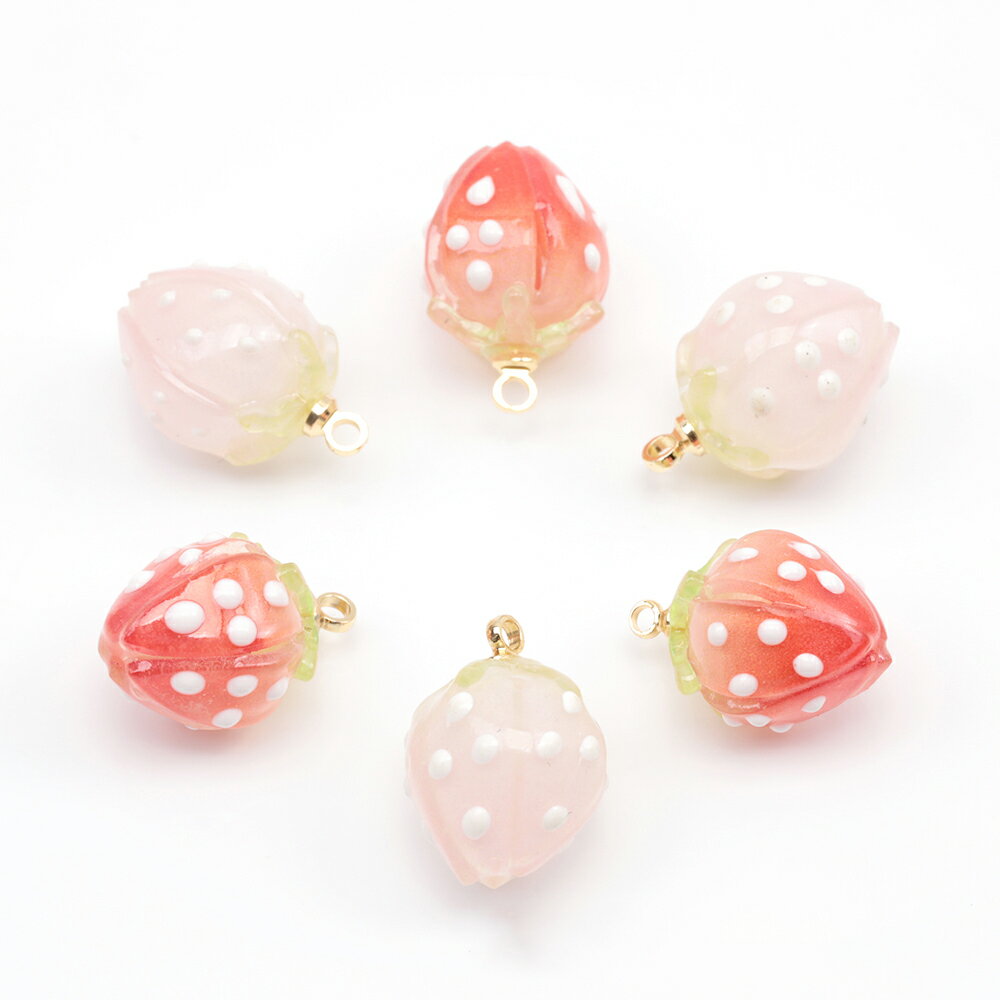 即日発送！いちごチャーム 樹脂製 立体 ミニチュアいちご 果物 フルーツチャーム いちご イチゴ 苺 カ..