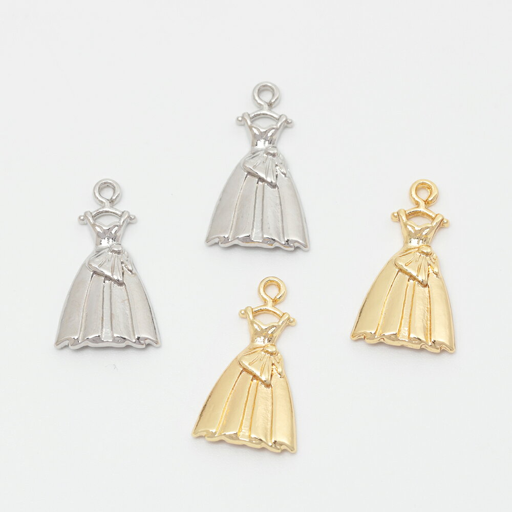 即日発送！メタルチャーム 合金製 ワンピース ドレス ファッション メタルパーツ 約11×20mm（6ヶ）