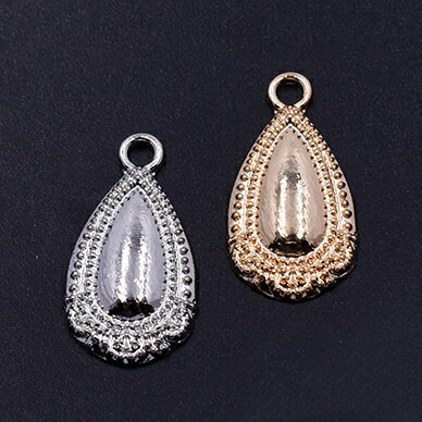 即日発送！チャームパーツ 雫 12×23mm カン付き 模様入り【10ヶ】