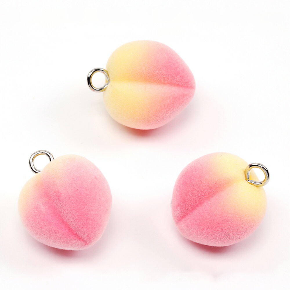 即日発送！フロッキーチャーム 桃 フルーツ 果物 フルーツチャーム 樹脂チャーム 約25×30mm（2ヶ）