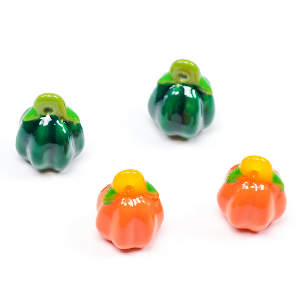 即日発送！樹脂チャーム かぼちゃ 南瓜 食品サンプル 立体 1穴 ミニチュアチャーム 約10×13mm（4ヶ）