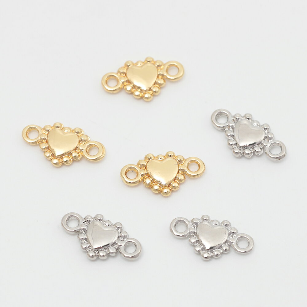 即日発送！メタルチャーム メタルパーツ ハート 2カン付き 合金製 約6×11mm（8ヶ）