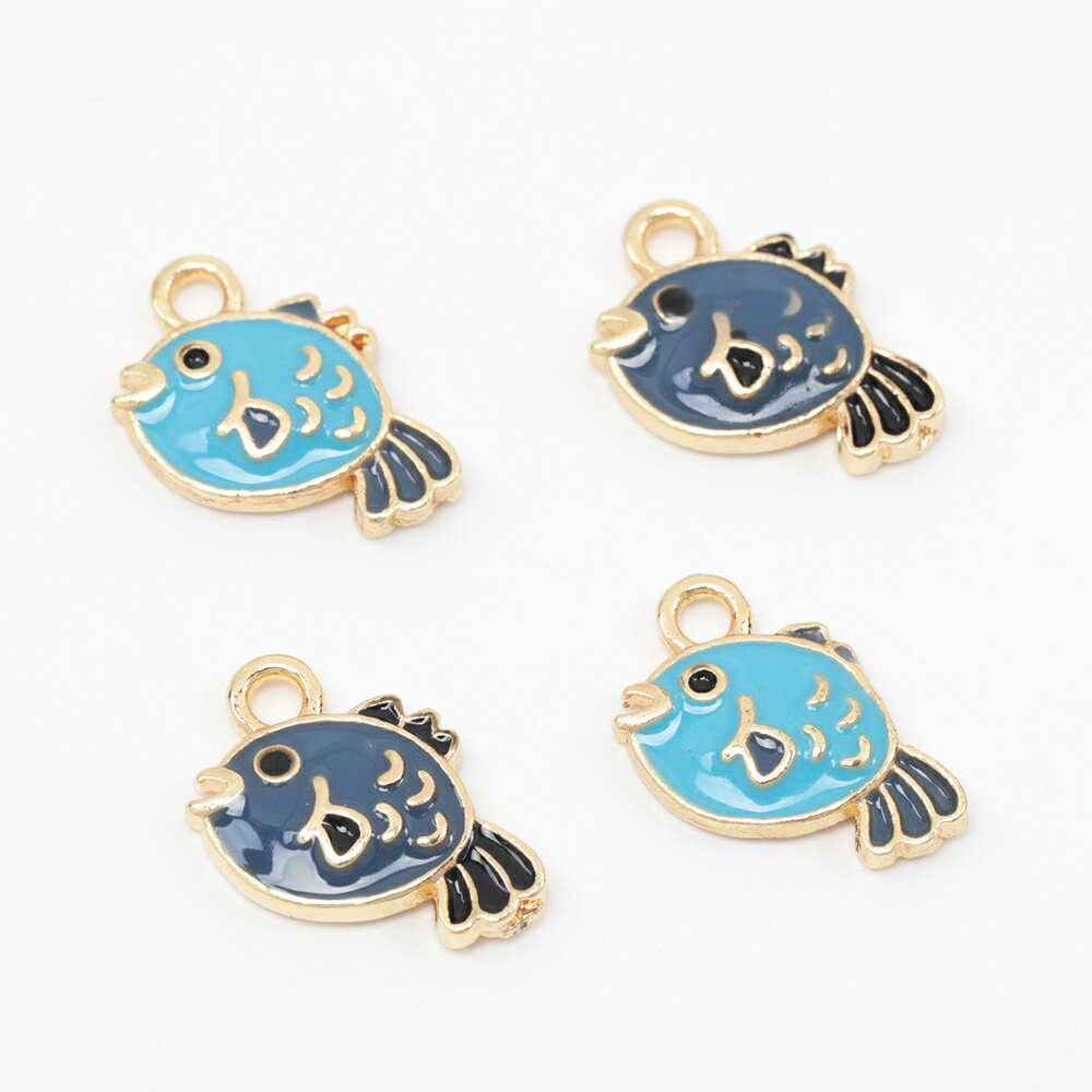 即日発送！エポチャーム メタルチャーム 魚 サカナ 合金製 約9×13mm（4ヶ）