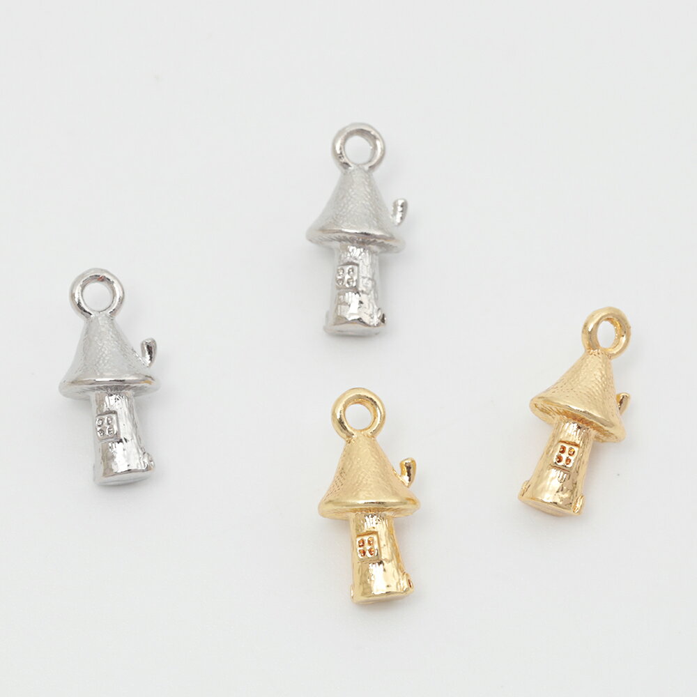 即日発送！メタルチャーム 合金製 えほん風きのこハウス 物語 おうち 家 キノコ ミニチュア 飾り メタ..