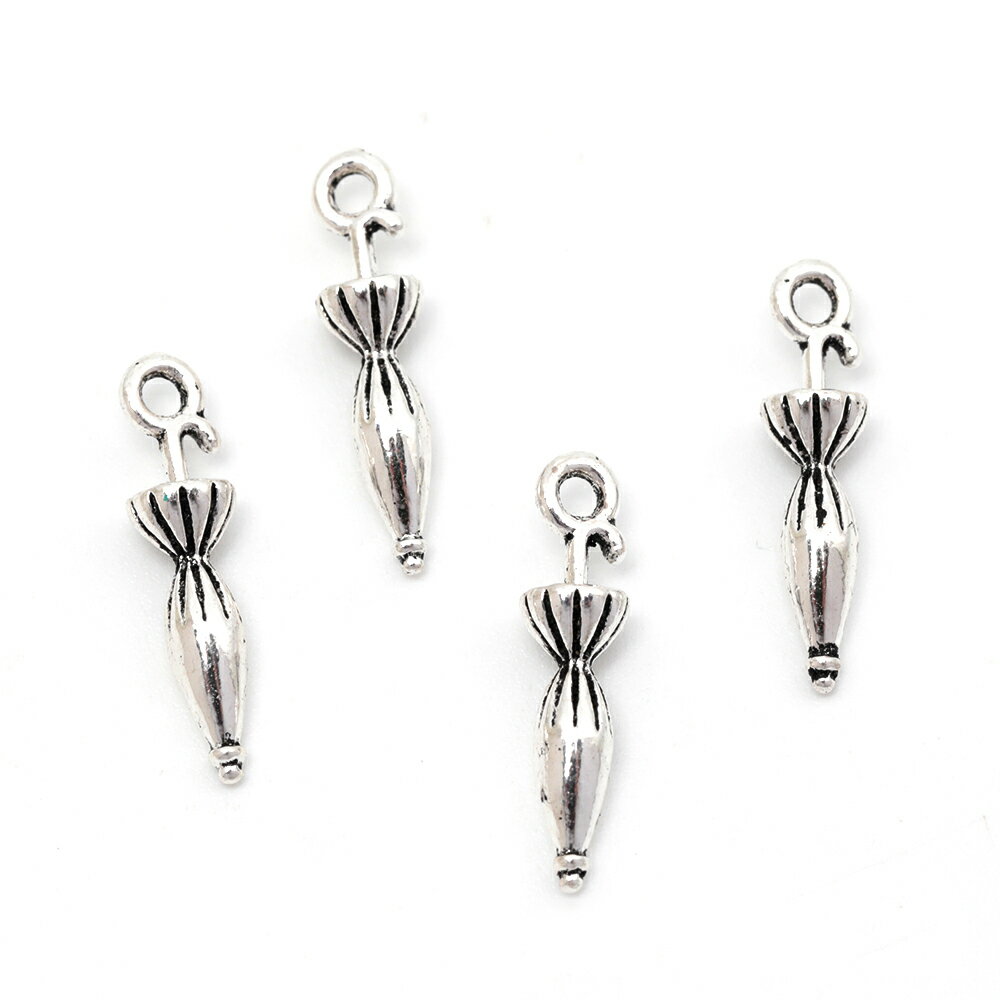 即日発送！メタルチャーム 合金製 傘 日傘 アンブレラ アンティーク調 銀古美 アンティークシルバー 約..