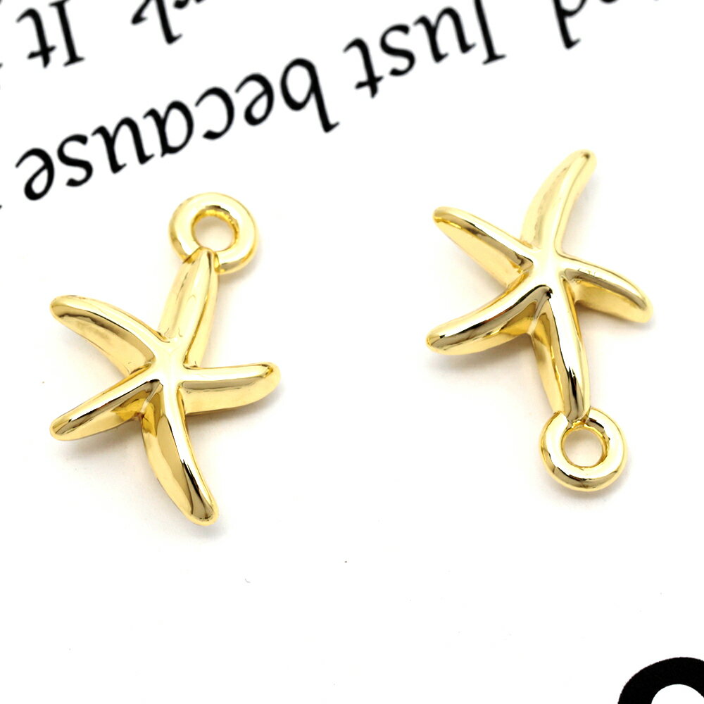 即日発送！メタルチャーム 合金製 ヒトデ 立体 マリンチャーム メタルチャーム 約10×15mm（6ヶ）