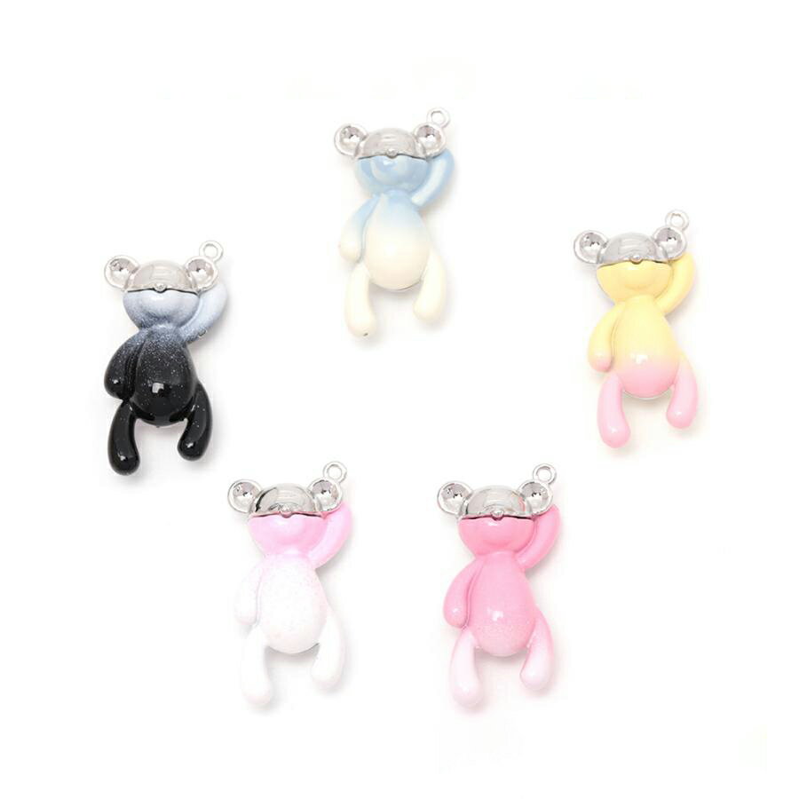 即日発送！メタルチャーム 合金製 くま テディベア 熊 アニマル 動物 グラデーション ツートンカラー ..