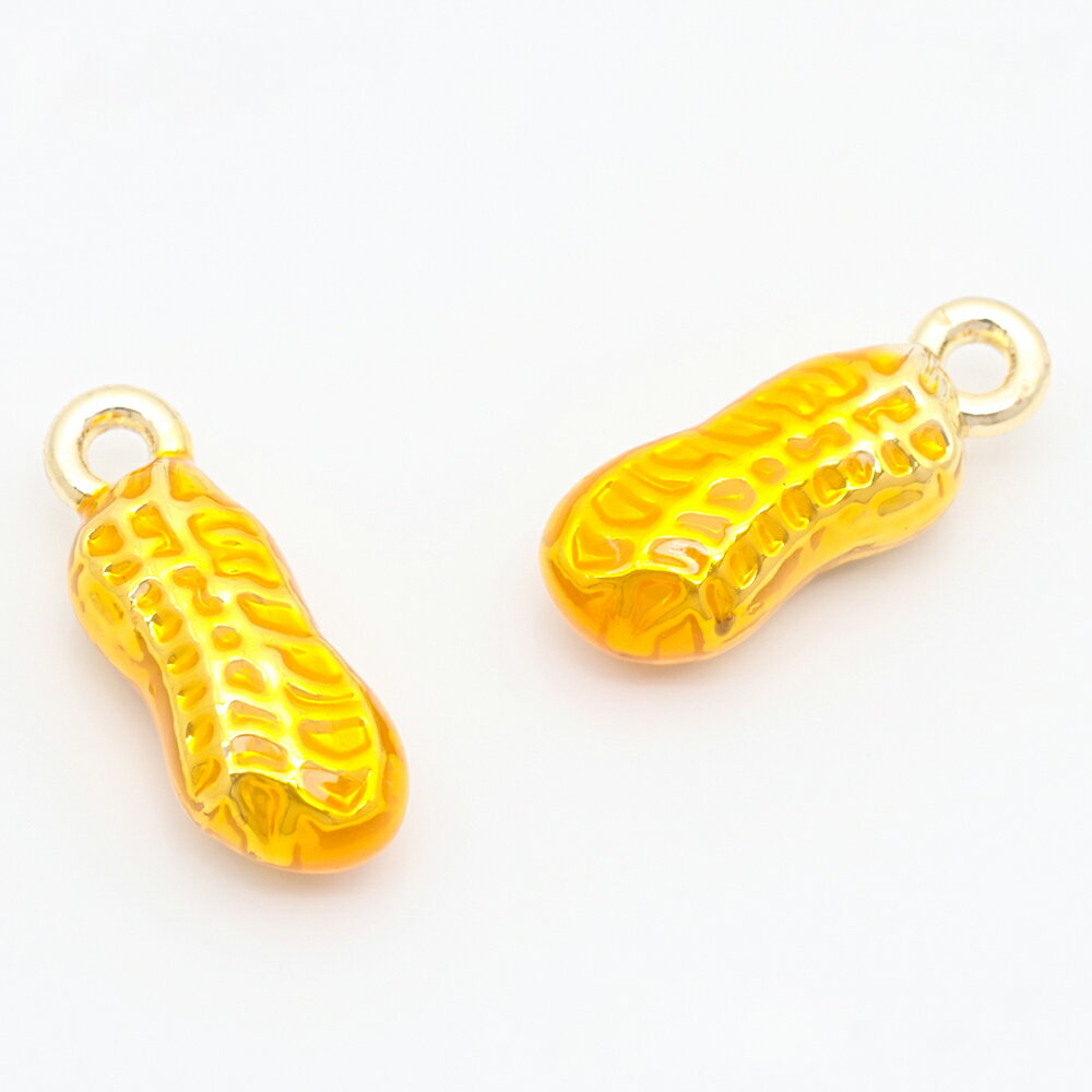 即日発送！エポチャーム ピーナッツ 落花生 食べ物 ミニチュア メタルチャーム 約5×13mm（4ヶ）