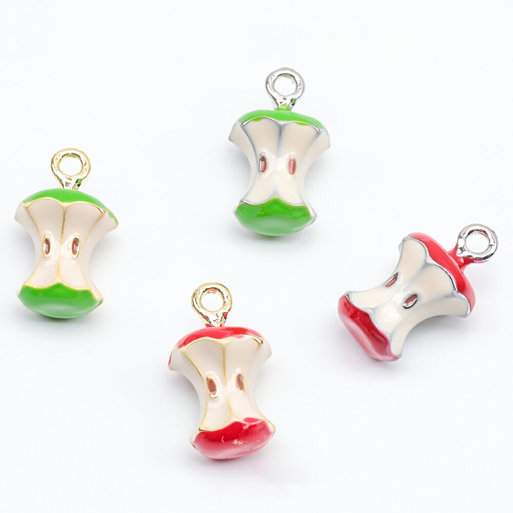 即日発送！エポチャーム かじったリンゴ りんご 林檎 果物 フルーツ ミニチュア メタルチャーム 約10×1..