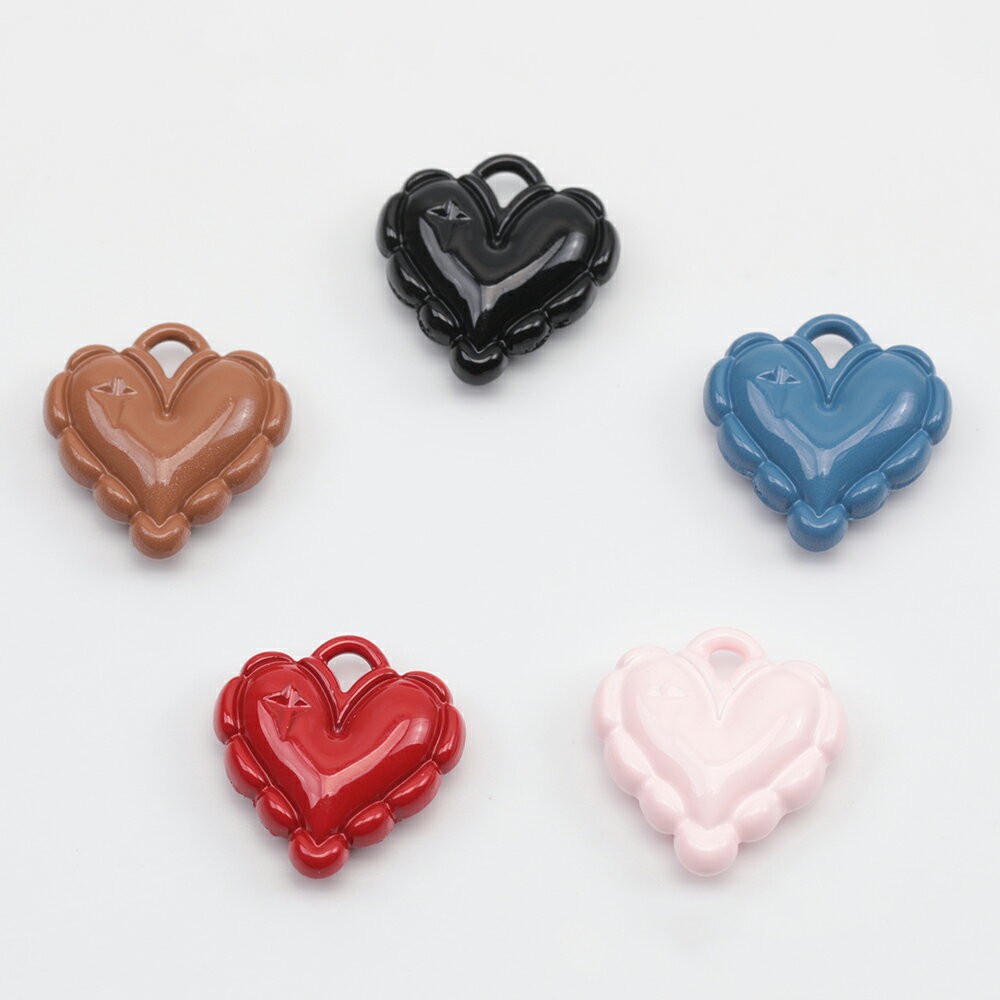 即日発送！エポチャーム ぷっくり フリル付き ハート 可愛い ハートチャーム メタルチャーム 約12×13mm..