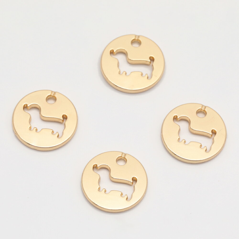 即日発送！メタルプレートチャーム こいぬ ダックス 型抜き 穴あき メタルチャーム 約12mm（6ヶ）