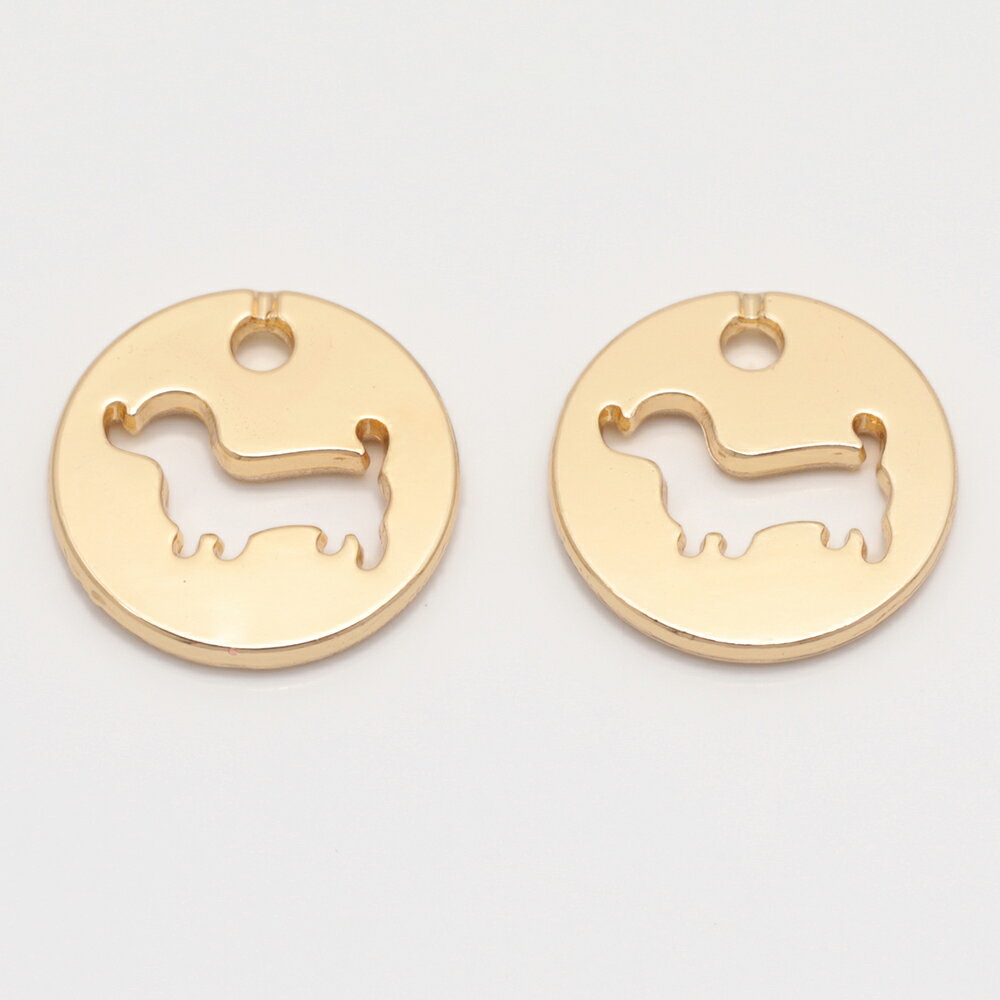 即日発送！メタルプレートチャーム こいぬ ダックス 型抜き 穴あき メタルチャーム 約12mm（6ヶ）