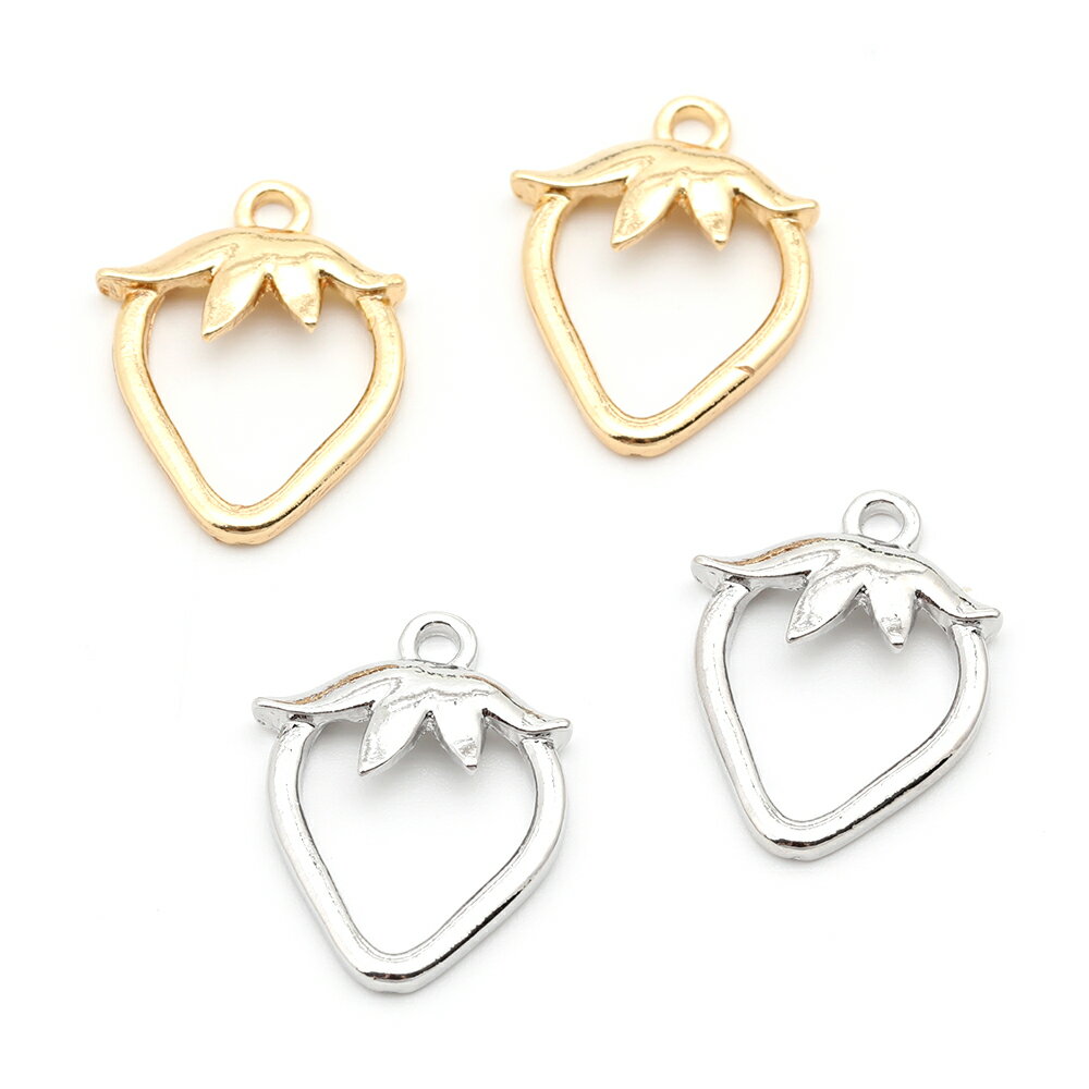 アクセサリーパーツ レジン枠 フレームチャーム いちご型 約14×20mm 8個