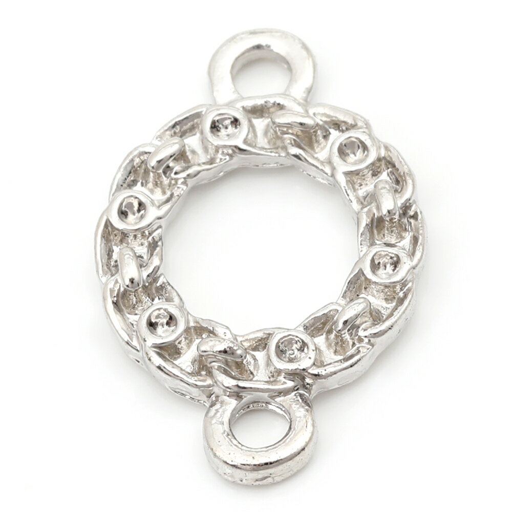 メタルフレームチャーム コネクターチャーム ラウンド 2カン付き 約13×20mm ロジウム