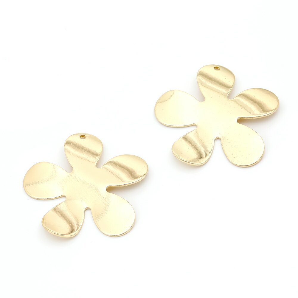 メタルチャーム フラワー 1穴あり 約33×33mm　4個 ゴールド アクセサリーパーツ