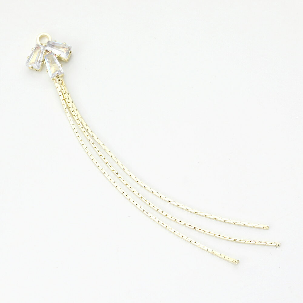 即日発送！高品質チェーンチャーム チェーンタッセル ラインストーン付き カン付き アクセサリーパーツ 約60mm 2個 ゴールド