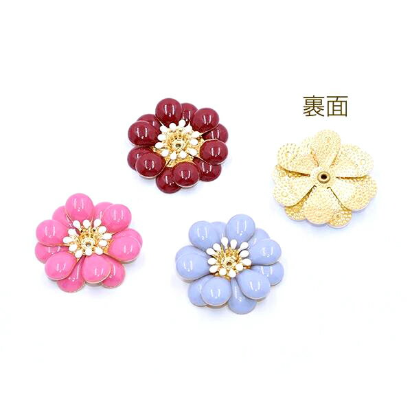 即日発送！エポチャーム 2連六弁花 28×28mm 穴あり ゴールド【1ヶ】