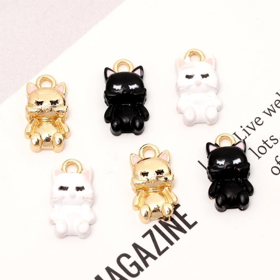 即日発送！エポチャーム 猫チャーム ねこチャーム キャットチャーム ねこエポチャーム 猫メタルチャーム 1カン付き 約7×13mm（4ヶ）