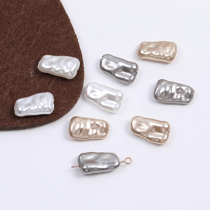 即日発送！バロック調パールビーズ 長方形 縦穴 10×17mm（10ヶ）