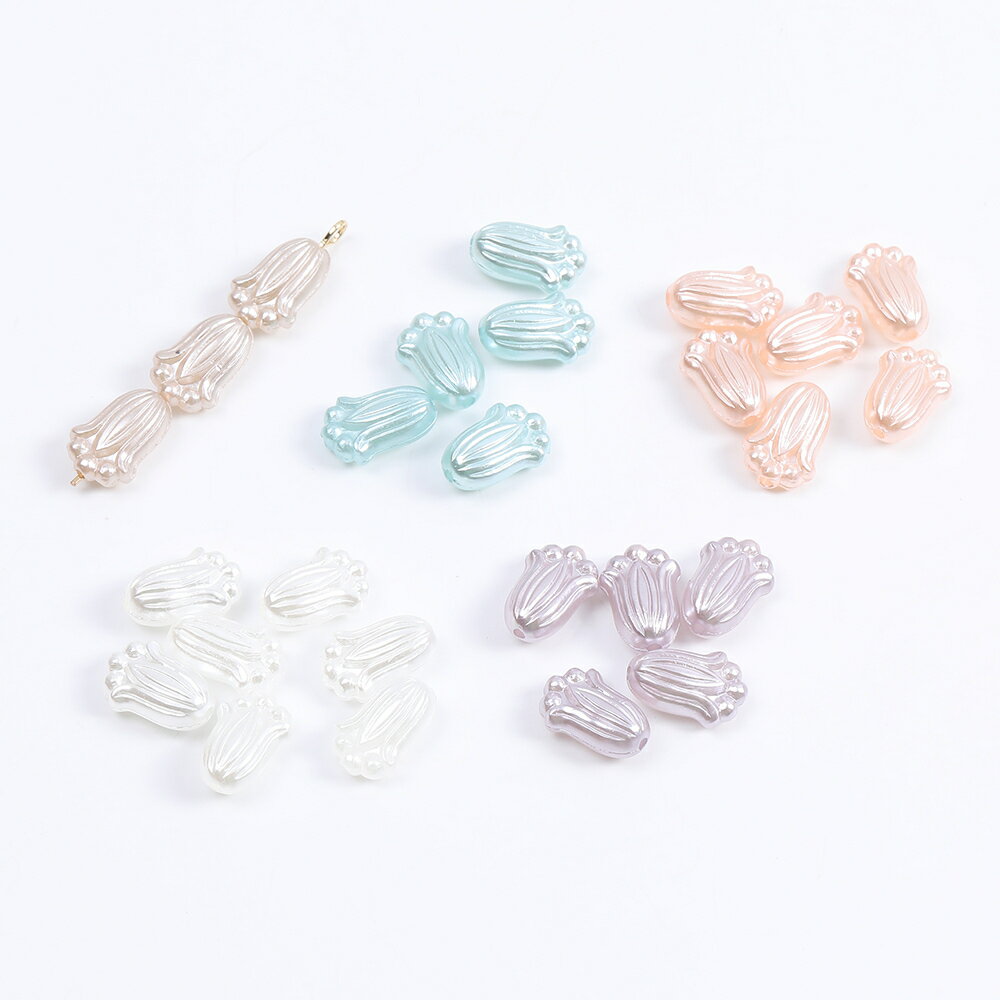 即日発送！パール調フラワービーズ すずらん 縦穴 8×12mm（30ヶ）