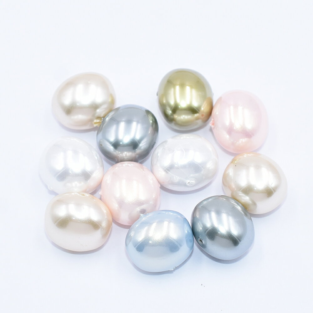 Rakuten - 即日発送！上質パールビーズ ABS樹脂製 オーバル 縦穴 13×15mm 塗装（10ヶ）