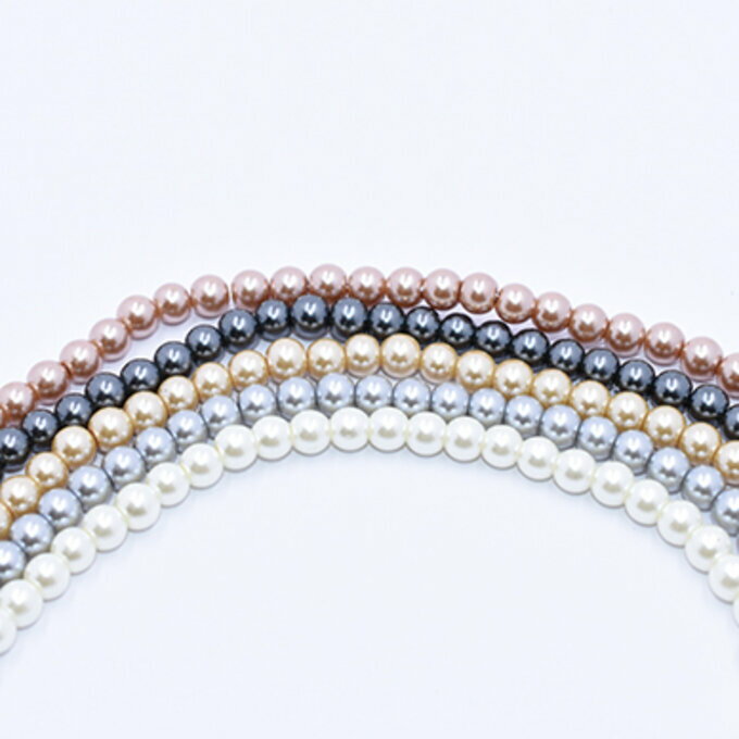 即日発送！染色ガラスパール 丸玉A 6mm【1連(約72ヶ)】