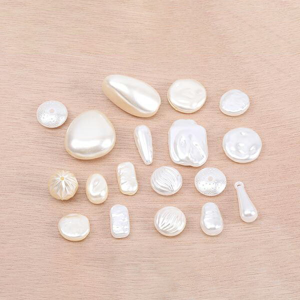 即日発送！パールビーズ ABS樹脂パールビーズ ホワイト＆ベージュミックス 50g(約53ヶ)