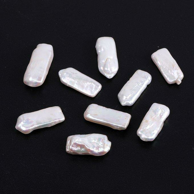 即日発送！淡水パールビーズ 不規則長方形型 10×28mm 天然素材（1ヶ）