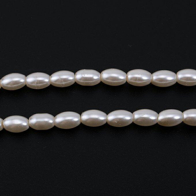 即日発送！ガラスパール ライス 4×6mm ベージュ【1連(約120ヶ)】