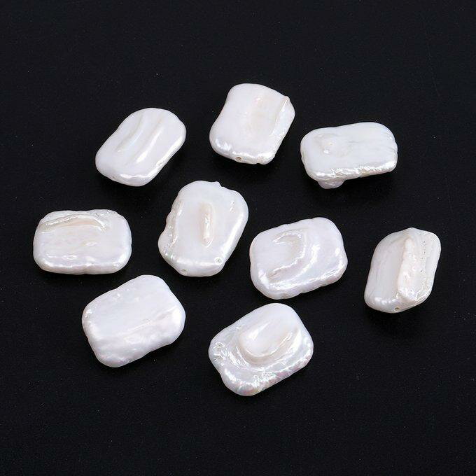 即日発送！淡水パールビーズ 不規則長方形型 15×20mm 天然素材（1ヶ）