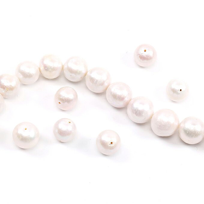 即日発送！淡水パールビーズ 天然素材 ラウンド 11-13mm（1ヶ）