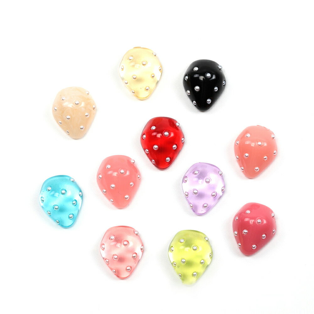 即日発送！いちご貼付けパーツ 樹脂製 いちご 苺 ストロベリー フルーツ 果物 デコパーツ 約12×14mm（4..