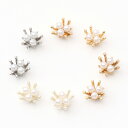 カン付きパール貼付けパーツ メタル貼り付けパーツ 花芯アクセサリーパーツ約 6mm(6ヶ)