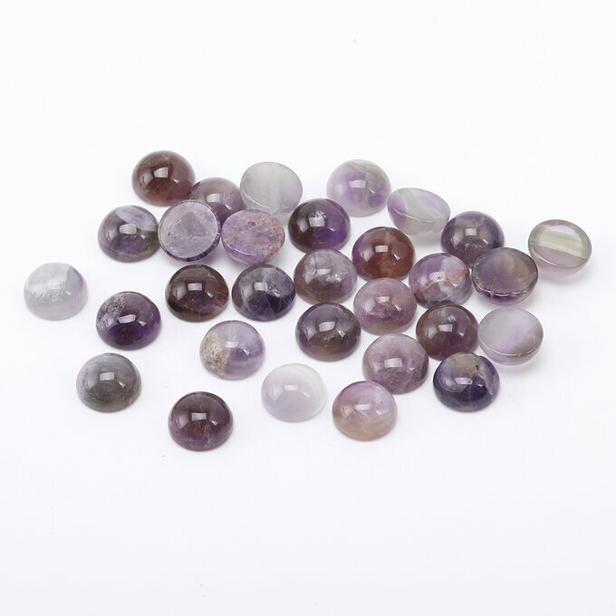 即日発送！アメジスト天然石貼付けパーツ 天然石カボションパーツ 誕生石 癒し効果 パワーストーン オーバル＆半円（2ヶ）