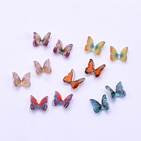 Immediate shipping! Gel nail art butterfly decorations, resin, gradient colors, 7x8mm (20 pieces)