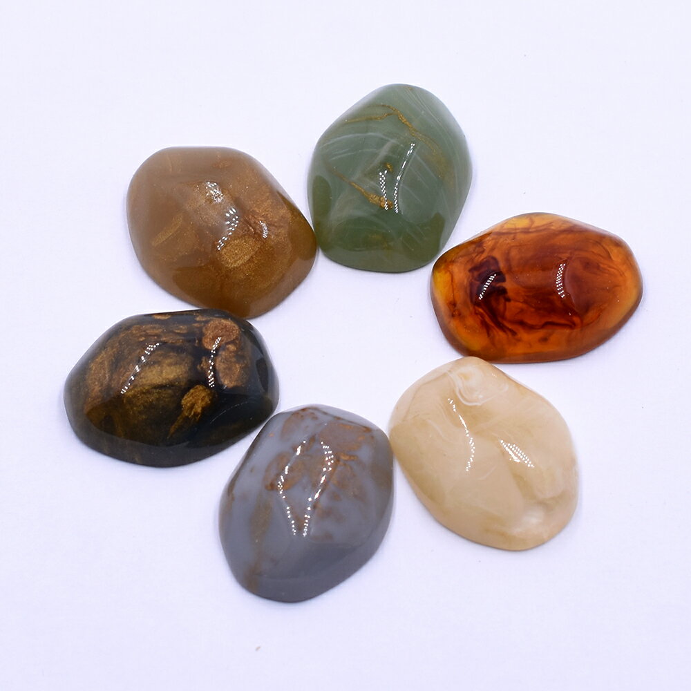 即日発送！貼り付けパーツ 樹脂製 デコパーツ カボション マーブルカラー オーバルカット 18×23mm（10ヶ）