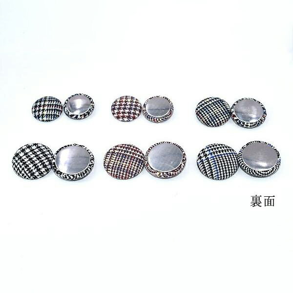 即日発送！デコパーツ 半円 3サイズ 布付き チェック柄【10ヶ】