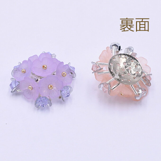 即日発送！高品質ガラスビーズカボション フラワー 28mm【1ヶ】